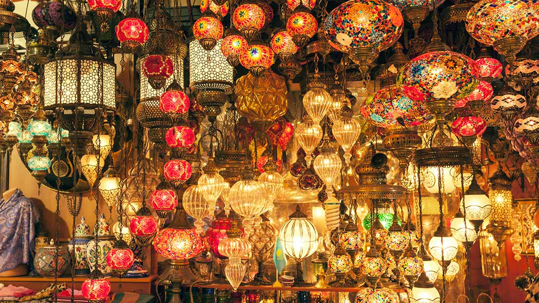 Lámparas turcas en el Gran Bazar 