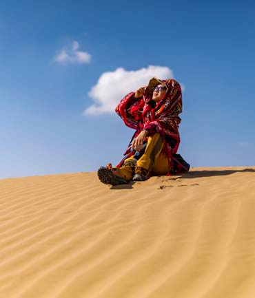 Una persona en el desierto de Gobi
