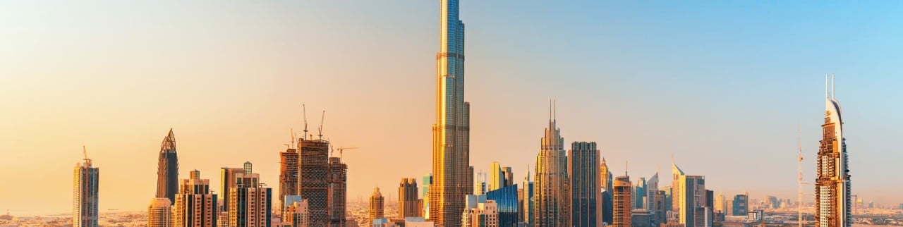 downtown dubai al atardecer
