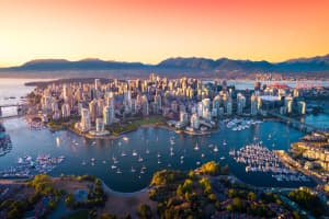 vista aérea del skyline de Vancouver, en Canadá
