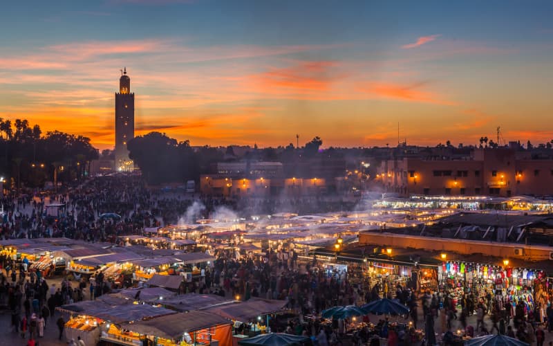 plaza jemaa el fina de marrakech de noche